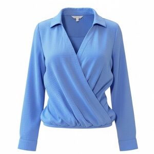 VINCE CAMUTO sky blue criss cross front collared long sleeve shirt sz XL - NWT!